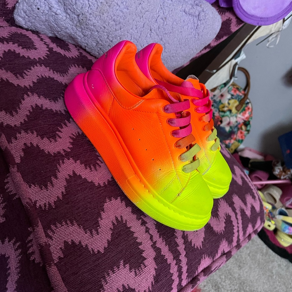 Alexander McQueen Orange and Pink Sneakers